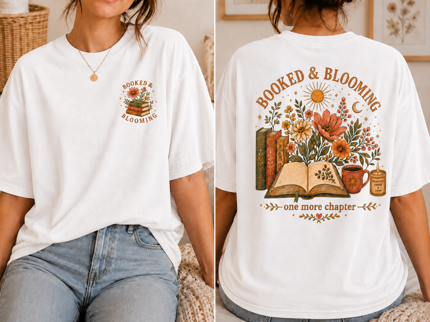 Booked and Blooming Shirt, Book Lover T-Shirt, Floral Reading Tee, One More Chapter Shirt, Bookish Gift for Readers