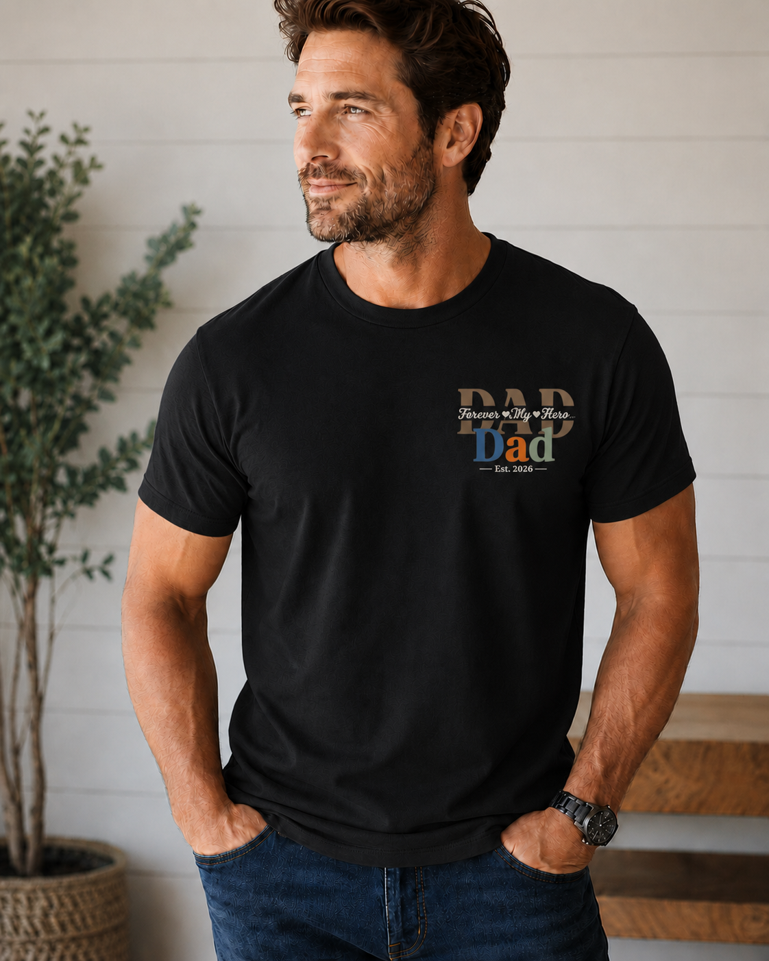 Dad Shirt, Dad Est 2026 Shirt, Forever My Hero Dad Tee, Father’s Day Gift, New Dad Gift, Dad Birthday Shirt, Matching Family Dad Shirt