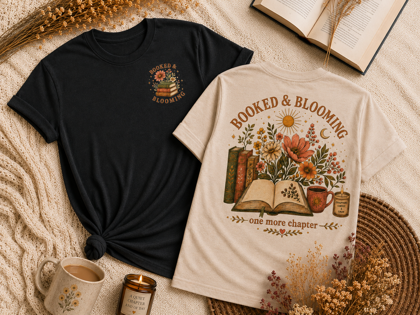 Booked and Blooming Shirt, Book Lover T-Shirt, Floral Reading Tee, One More Chapter Shirt, Bookish Gift for Readers