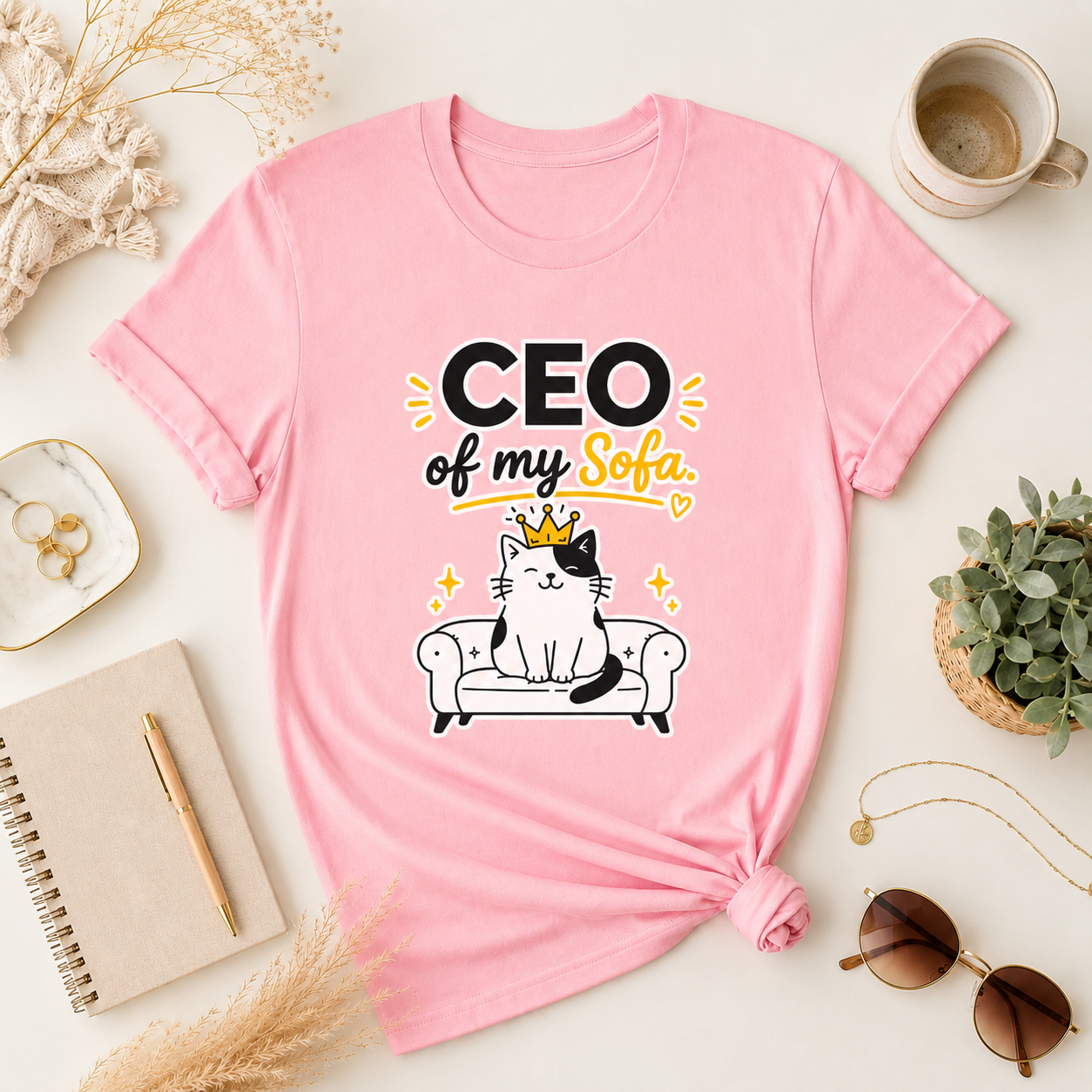 CEO of My Sofa Shirt, Funny Cat Lover T-Shirt, Cute Cat Mom Tee,  Pet Lover Shirt, Cozy Cat Tee