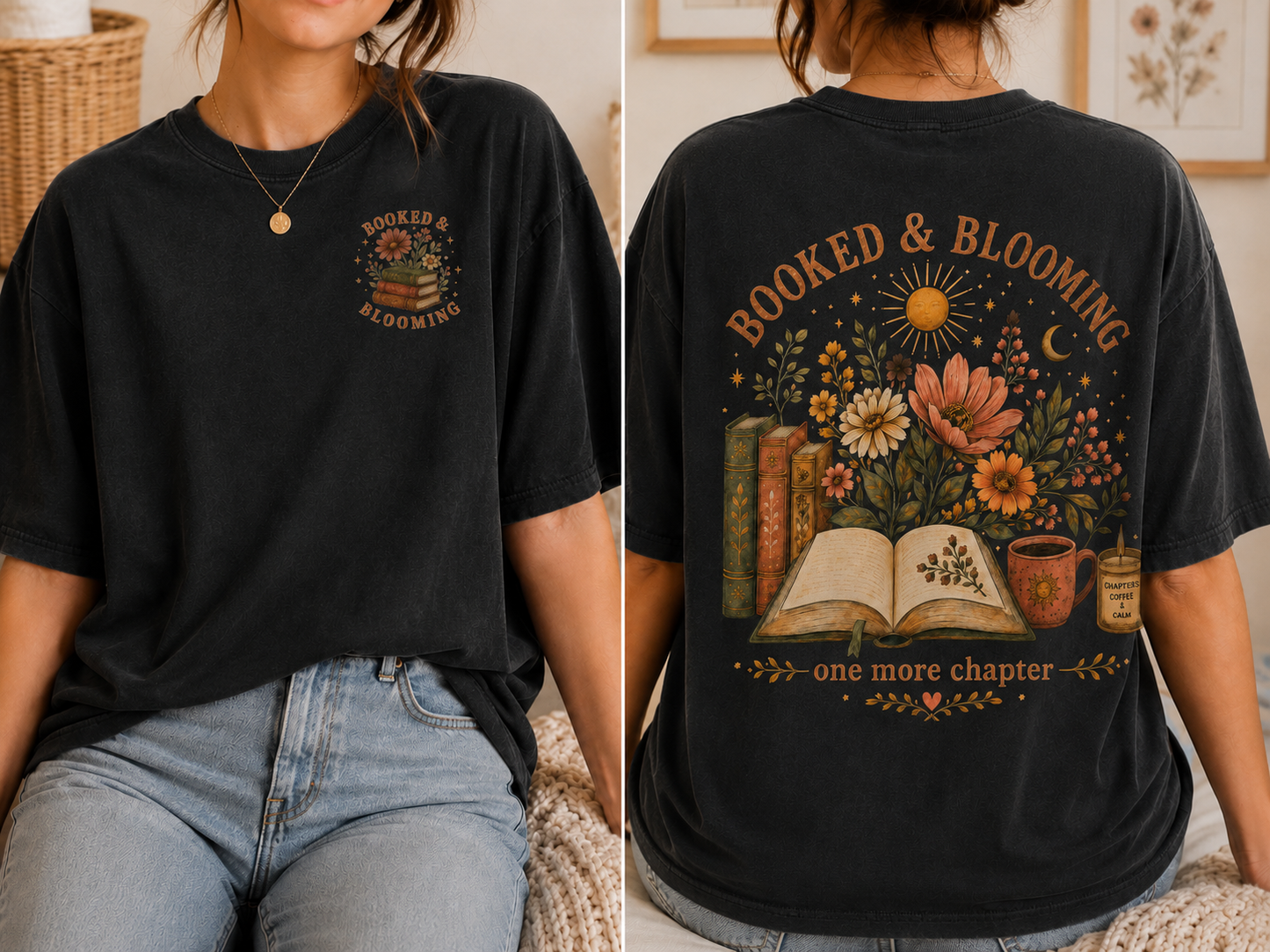 Booked and Blooming Shirt, Book Lover T-Shirt, Floral Reading Tee, One More Chapter Shirt, Bookish Gift for Readers