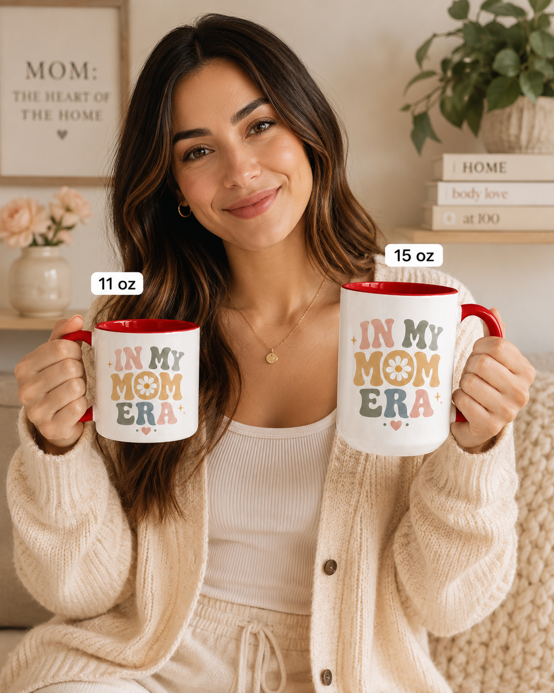 In My Mom Era Accent Coffee Mug — Retro Floral Mother's Day Gift (11/15oz)