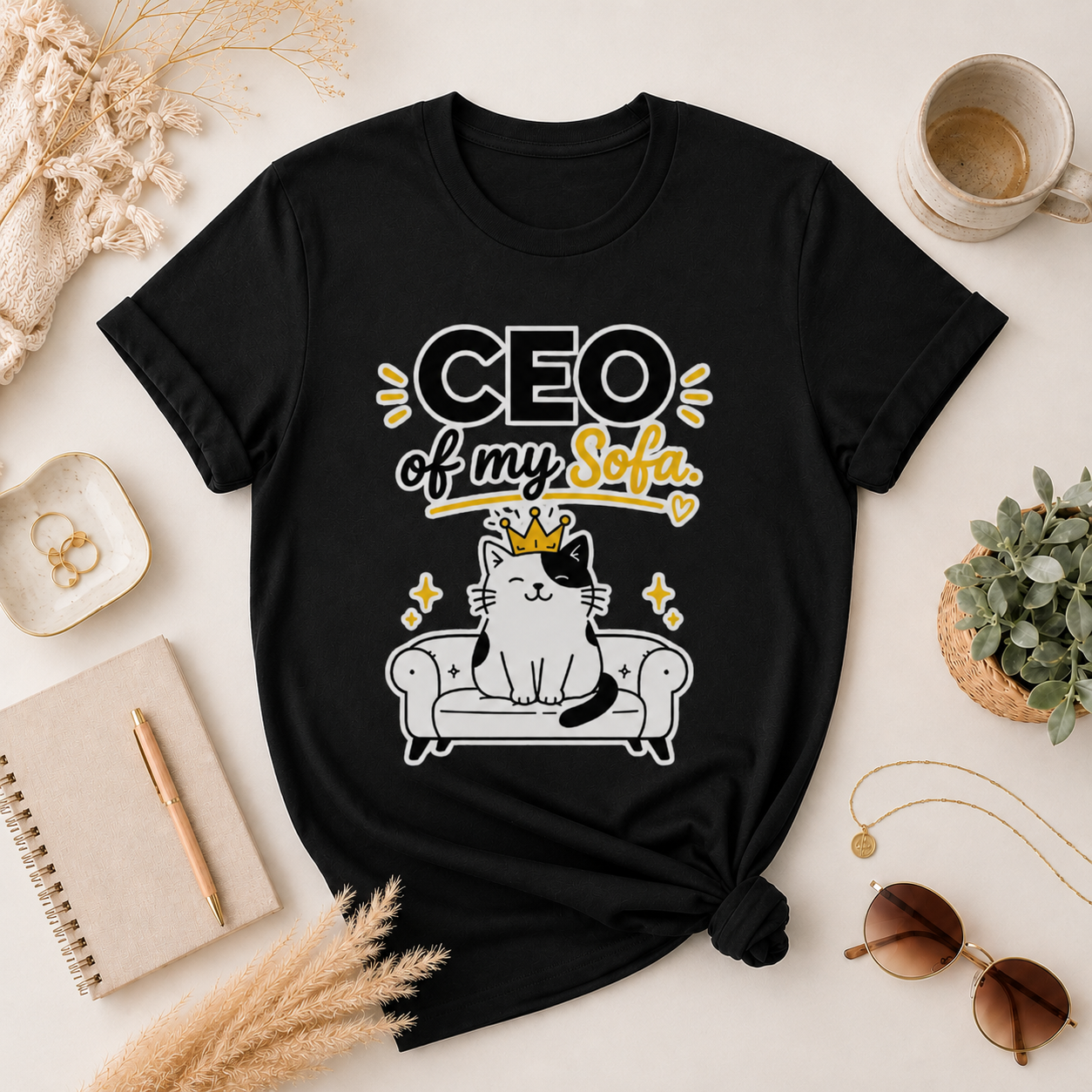 CEO of My Sofa Shirt, Funny Cat Lover T-Shirt, Cute Cat Mom Tee,  Pet Lover Shirt, Cozy Cat Tee