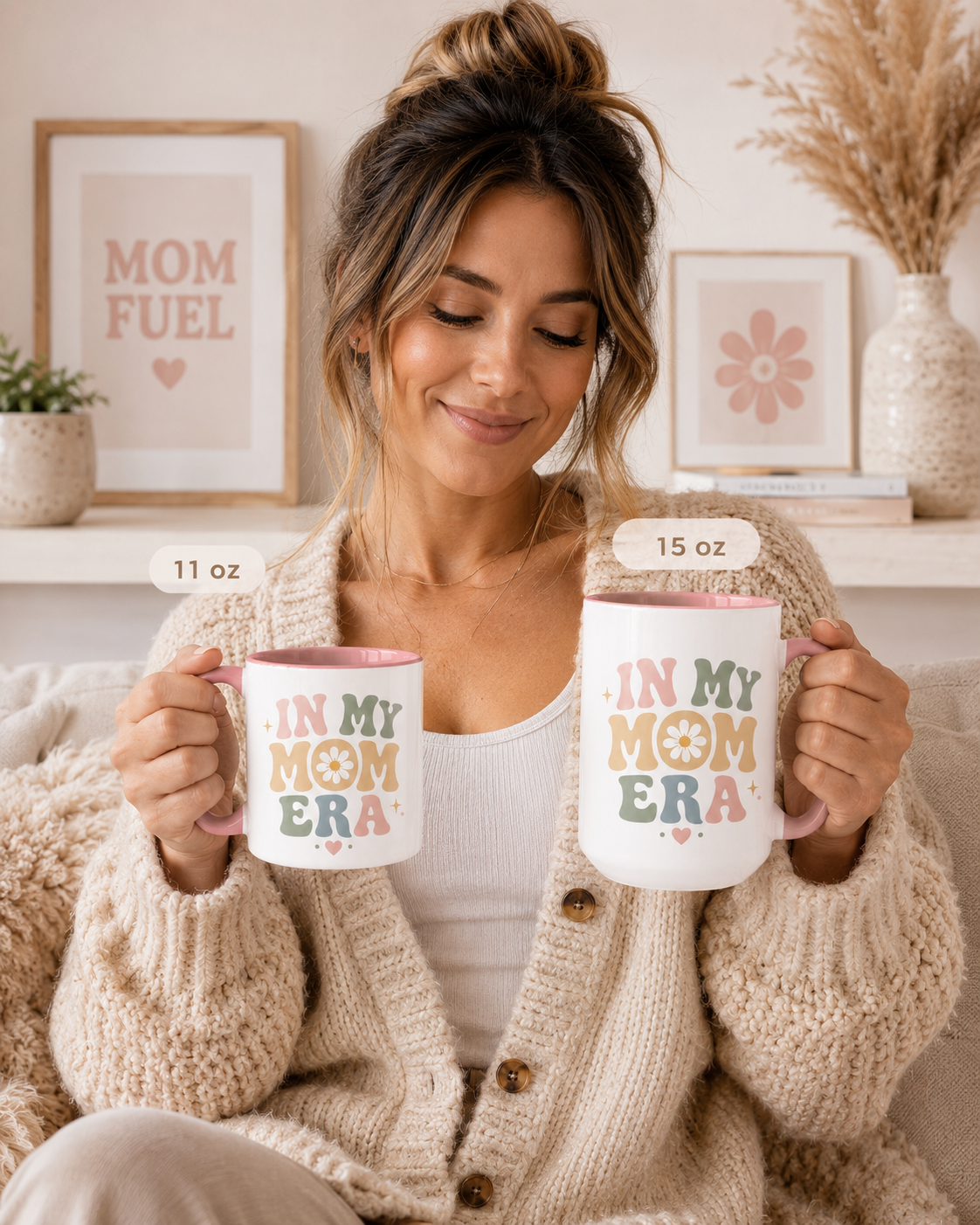 In My Mom Era Accent Coffee Mug — Retro Floral Mother's Day Gift (11/15oz)