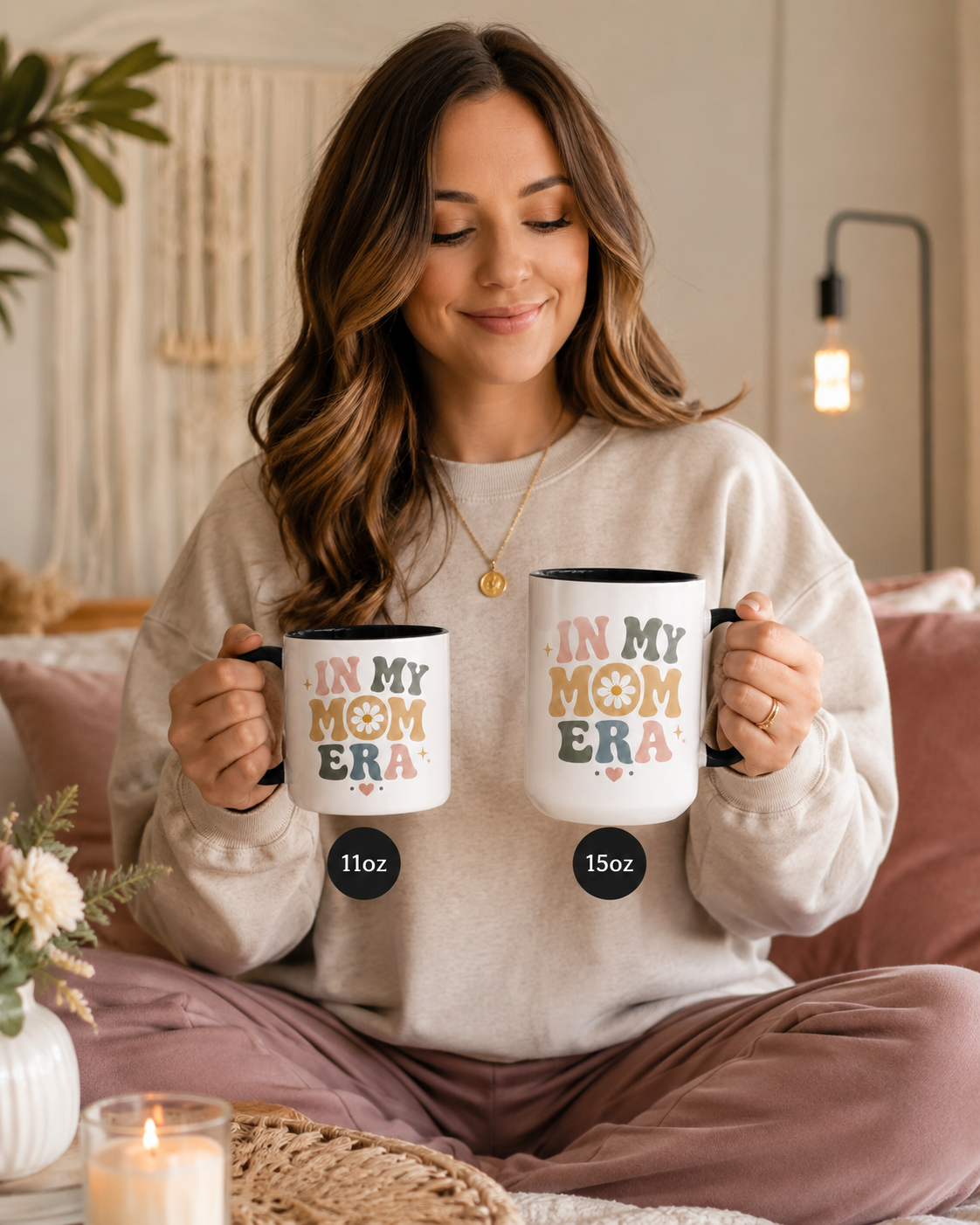 In My Mom Era Accent Coffee Mug — Retro Floral Mother's Day Gift (11/15oz)