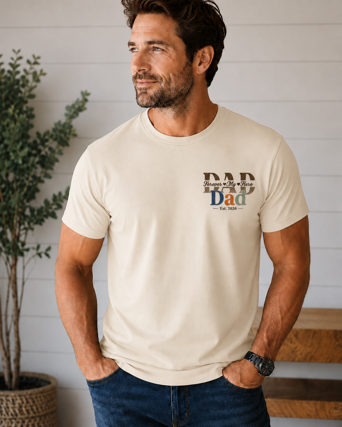 Dad Shirt, Dad Est 2026 Shirt, Forever My Hero Dad Tee, Father’s Day Gift, New Dad Gift, Dad Birthday Shirt, Matching Family Dad Shirt