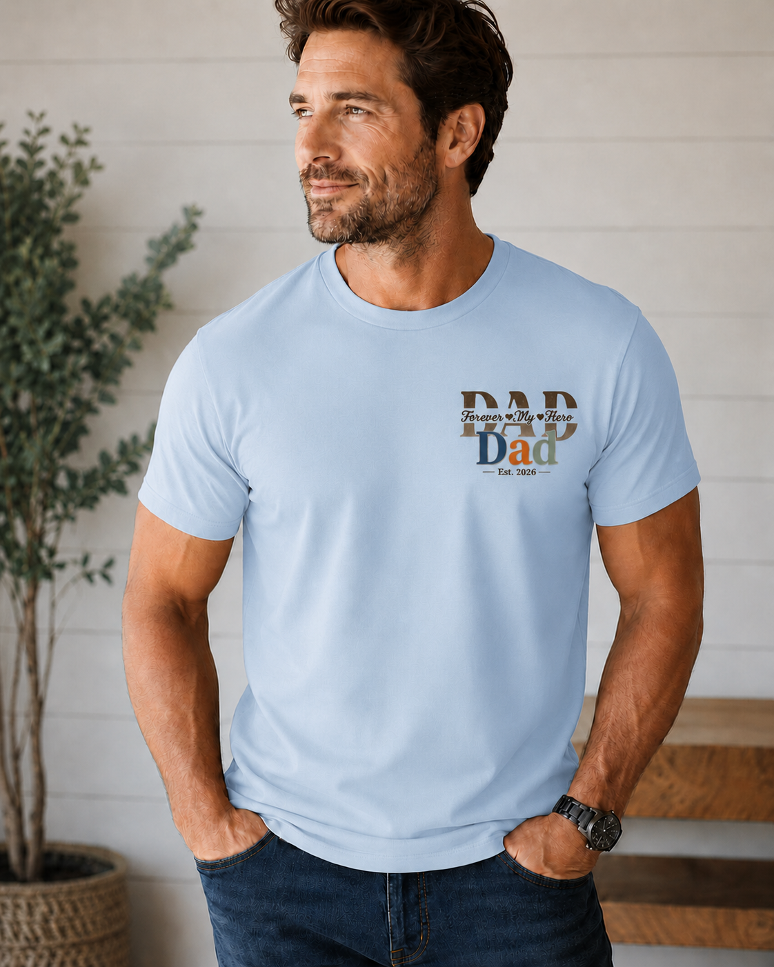 Dad Shirt, Dad Est 2026 Shirt, Forever My Hero Dad Tee, Father’s Day Gift, New Dad Gift, Dad Birthday Shirt, Matching Family Dad Shirt