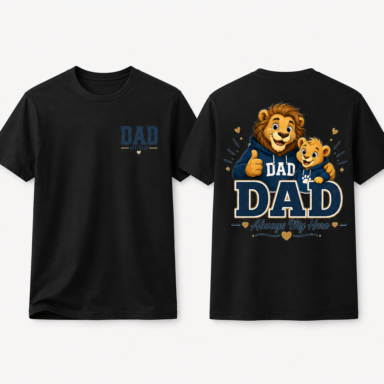 Dad Est 2026 Shirt, New Dad Shirt, Father’s Day Gift, Dad Always My Hero Tee, Lion Dad Shirt, First Time Dad Gift, Dad Back Print Shirt
