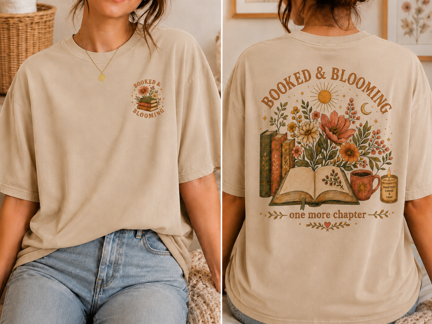 Booked and Blooming Shirt, Book Lover T-Shirt, Floral Reading Tee, One More Chapter Shirt, Bookish Gift for Readers