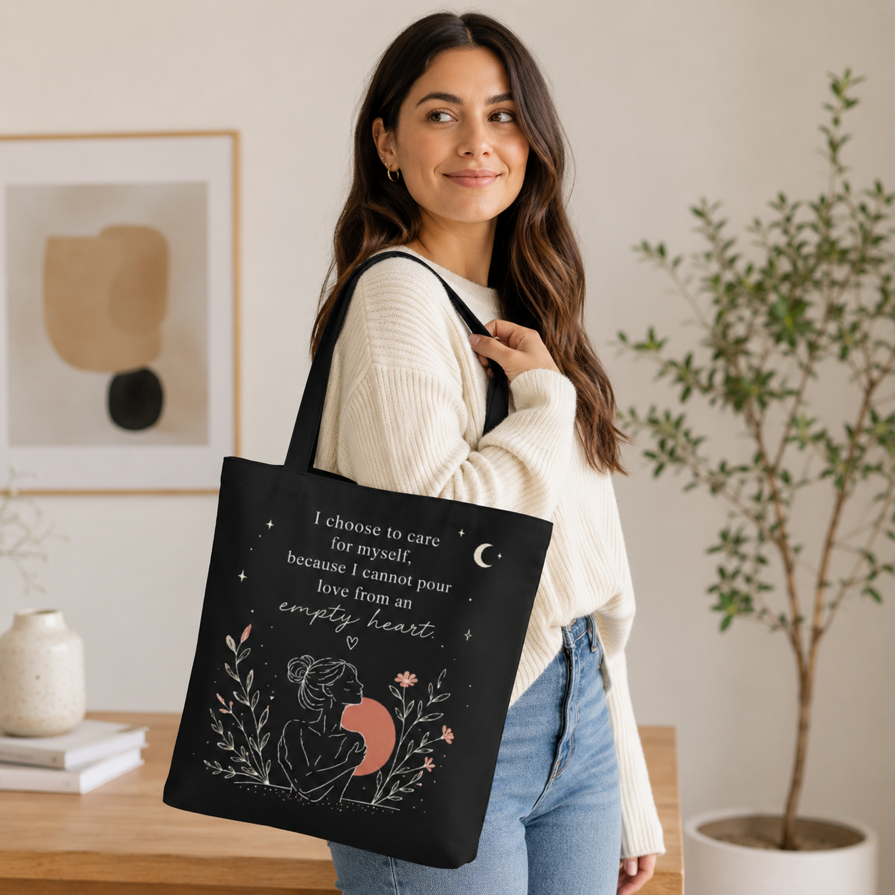 Self-Care Inspirational Tote Bag – I Choose to Care for Myself